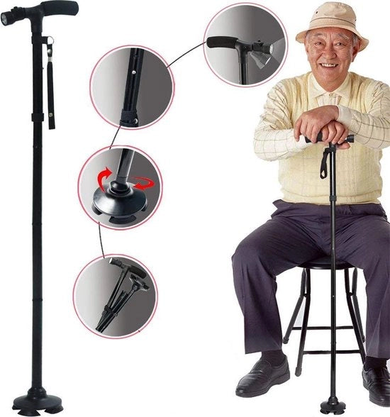 Attrezzo da camminata Opvoucabile Adattabile con LED Luce Piccola – Ergonomico - Nero