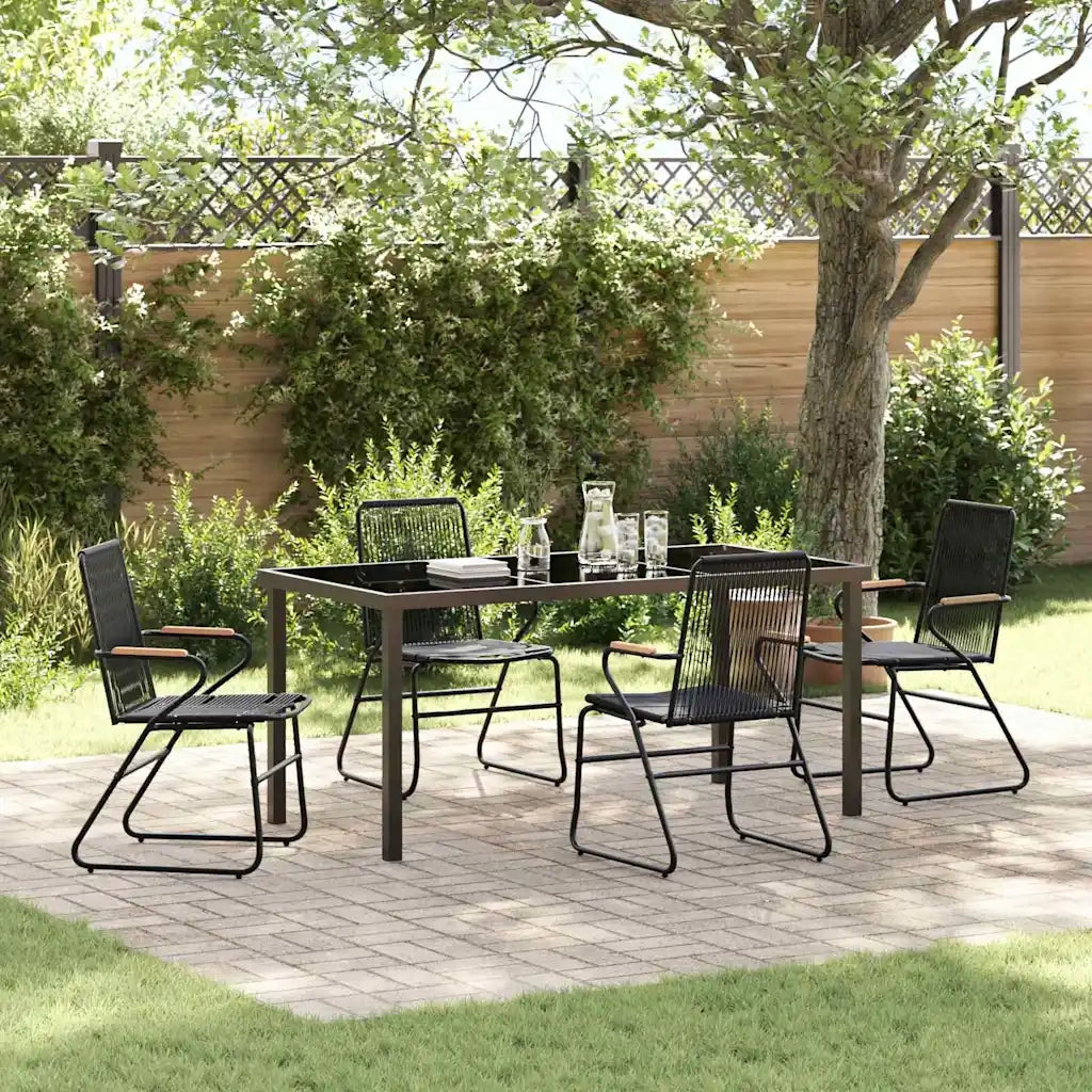 Set da Pranzo per Giardino 5 pcs Nero
