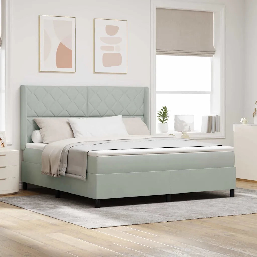 Letto a molle con materasso Grigio chiaro 180 x 200 cm Velluto