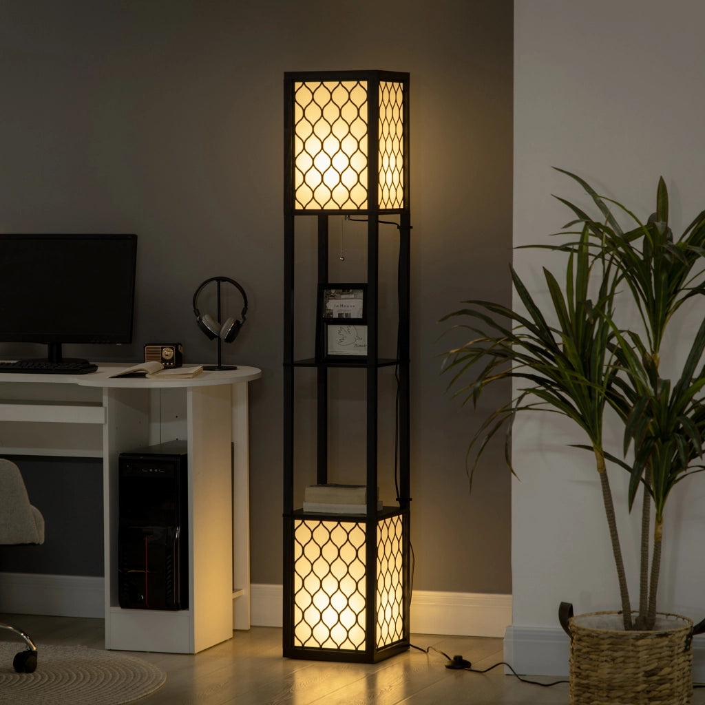 Lampada da Terra a Colonna con 2 Ripiani ¨C Minimal ¨C 26x26x156 cm