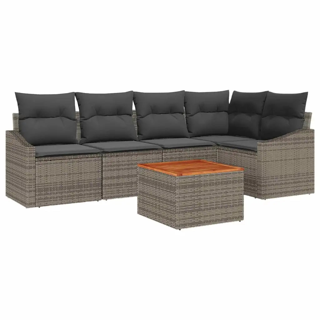 Set Divano da Giardino 6 pcs Grigio polyrattan 3356501
