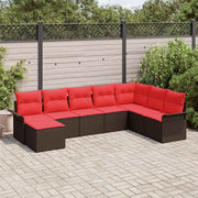 Set Divano da Giardino con cuscino 8 pcs Marrone polyrattan 3345484