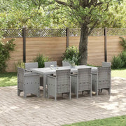 Set da Pranzo per Giardino 9 pcs Grigio chiaro Polipropilene