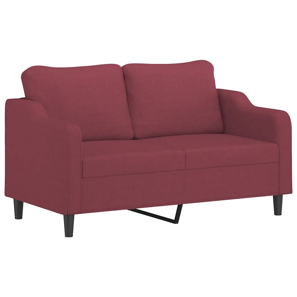 Set di Divani 3 pz con Cuscini Rosso Vino in Tessuto 3201832