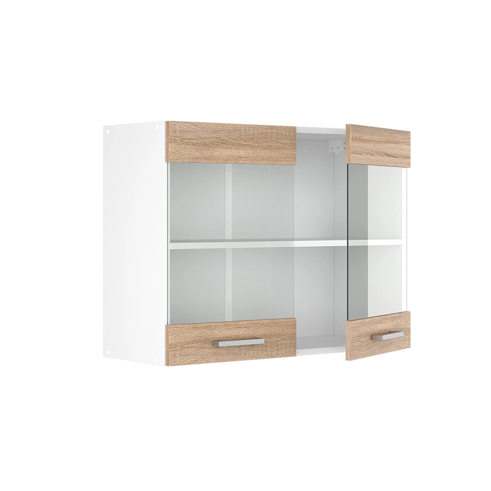 Mobile da cucina in vetro R-Line Sonoma/Bianco 80 cm Vicco
