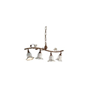 Lampadario Classico Pisa Metallo E Ceramica Ruggine Sfumato Oro 4 Luci E14