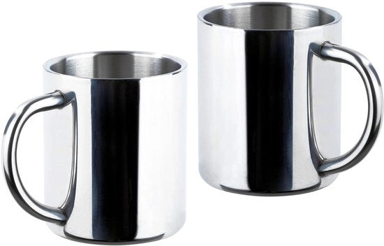 Set di due tazze termiche in acciaio inossidabile a doppia parete - Isolamento termico - Set di 2 pezzi - Resistenti alla vaschetta del lavastoviglie - Tazza per caffè per camping