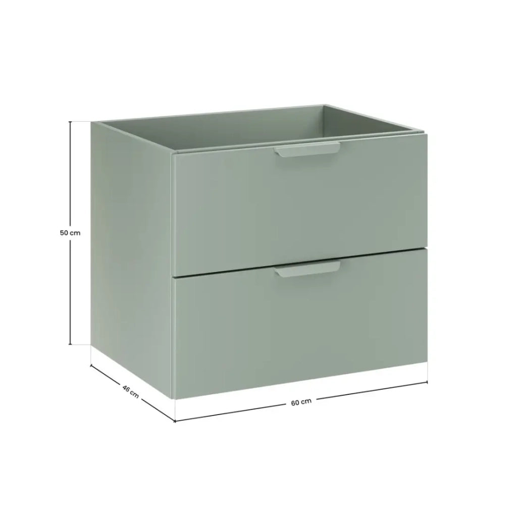 Mobile sottolavabo OSTER 60 cm verde salvia sospeso con 2 cassetti