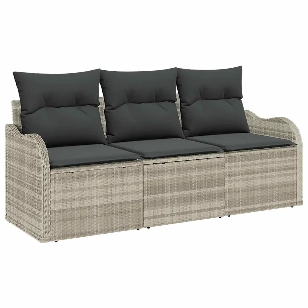 Set Divano da Giardino 3 pcs Grigio chiaro polyrattan