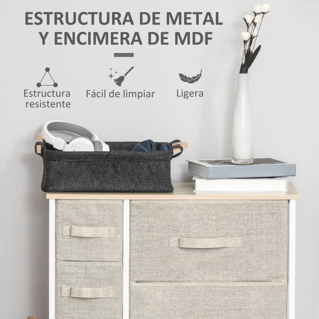 Cassettiera con 7 Cassetti in Tessuto ¨C zephmum ¨C Grigio 63.5x30x71 cm