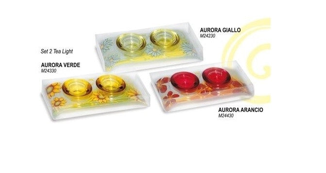 Porta tea-light per candele aurora 2 posti giallo margherite