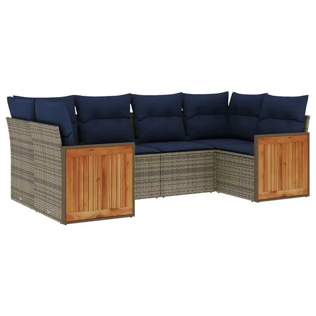 Set Divani da Giardino 6 pz con Cuscini Grigio in Polyrattan 3227944
