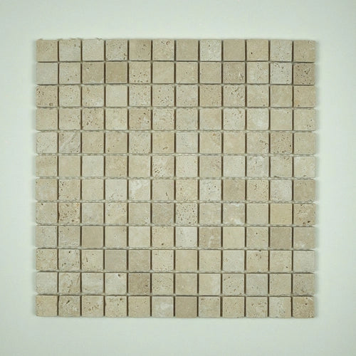 Mosaico in Travertino Avorio invecchiato 2,3x2,3x1