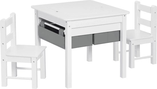 Casa per Bambini a 2 Posti - Tavolo e Sedie per Bambini - MDF - Bianco