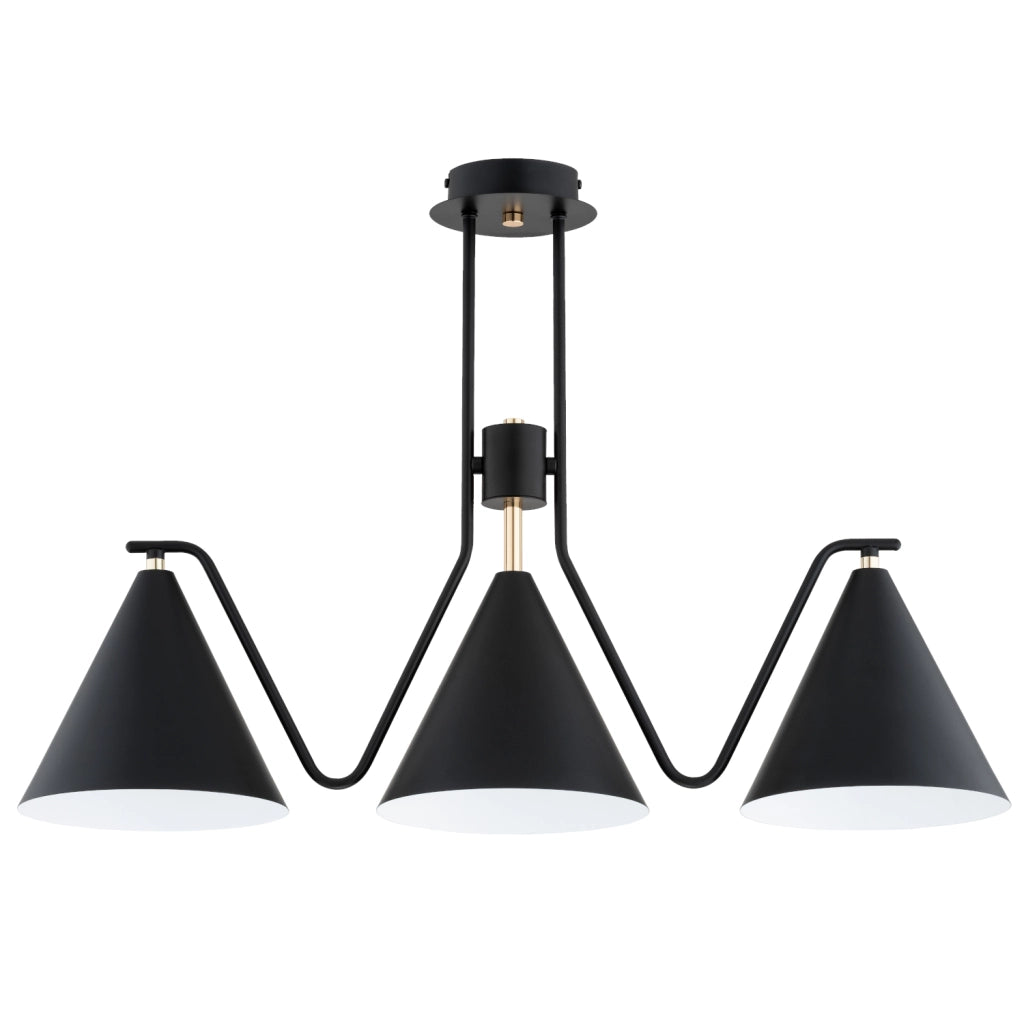 Plafoniera Atlas moderna nera oro lineare 3 luci E27 Alfa