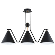 Plafoniera Atlas moderna nera oro lineare 3 luci E27 Alfa