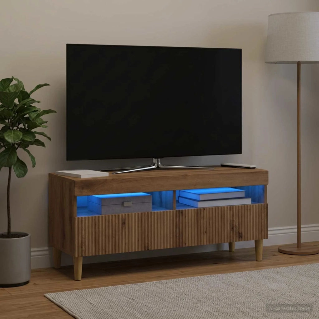 Mobile TV LED Rovere Artigianale Legno ingegnerizzato 896774