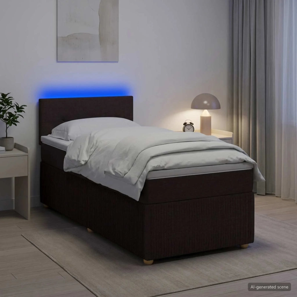 Letto box spring con materasso Marrone Scuro 80 x 200 cm 3452802