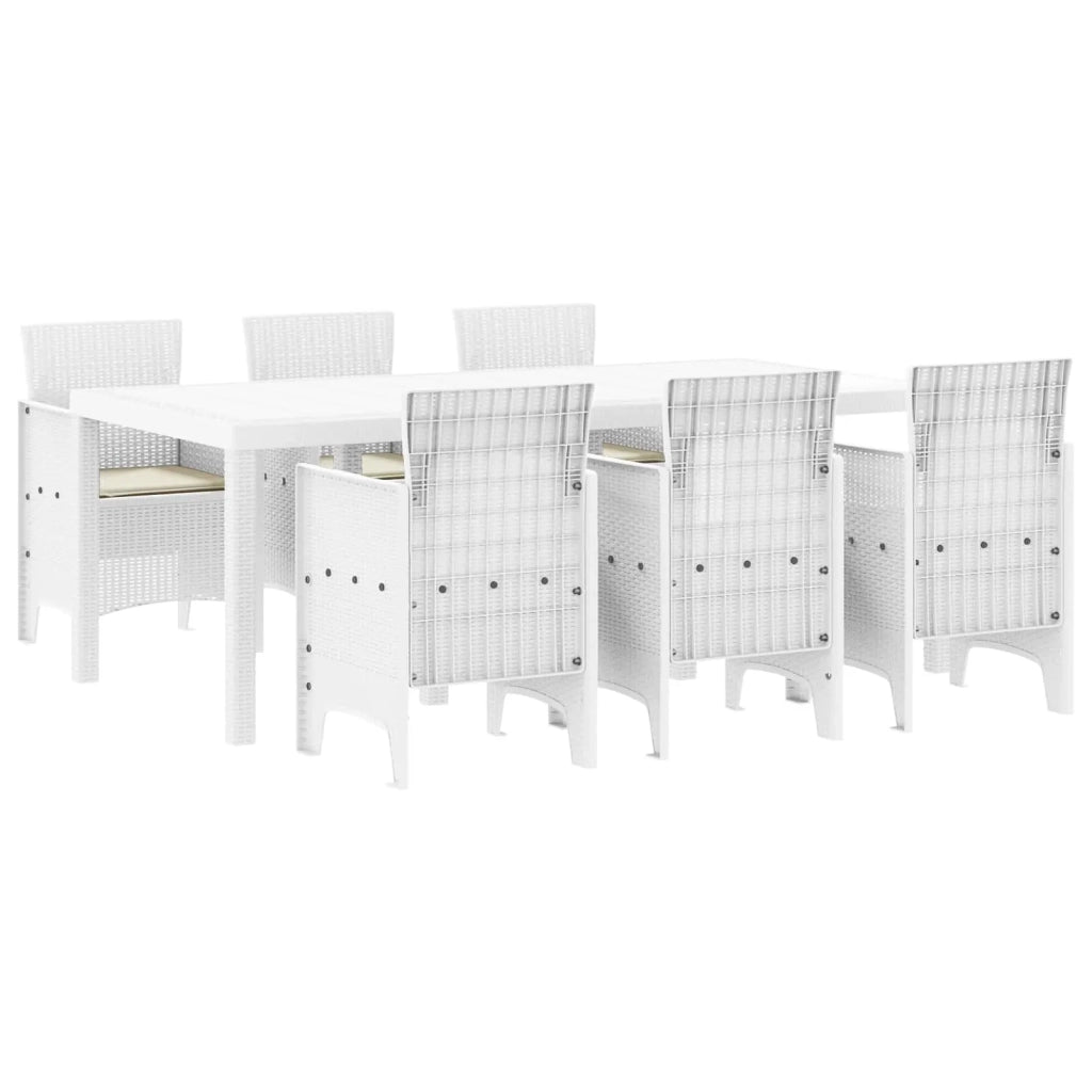 Set da Pranzo per Giardino 7 pz Bianco Polipropilene 3378726