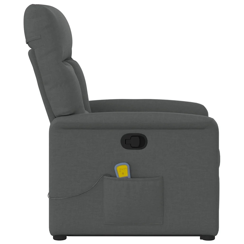 Poltrona | Sedia Relax Alzapersona Massaggi Reclinabile Grigio Scuro Tessuto