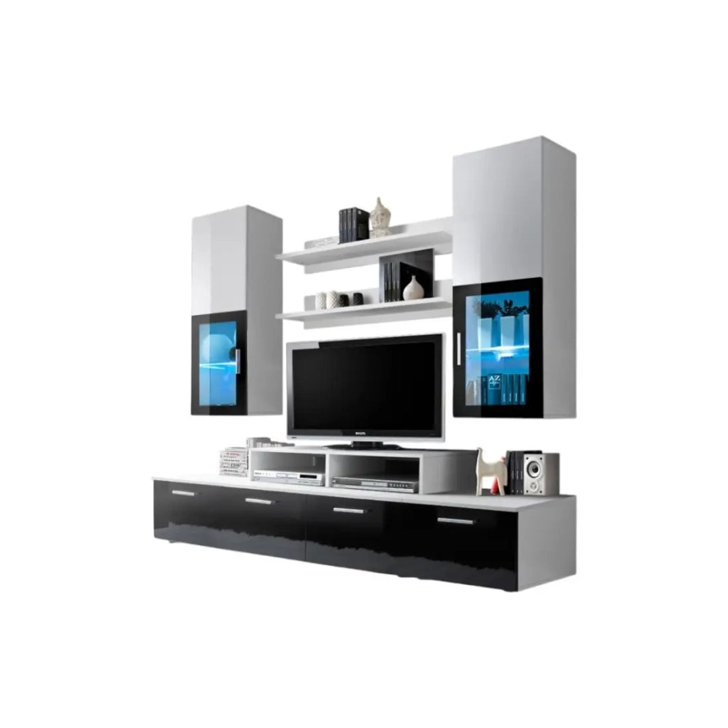 Mobile Porta TV da Parete 200cm Design. Collezione MINI colore bianco e nero