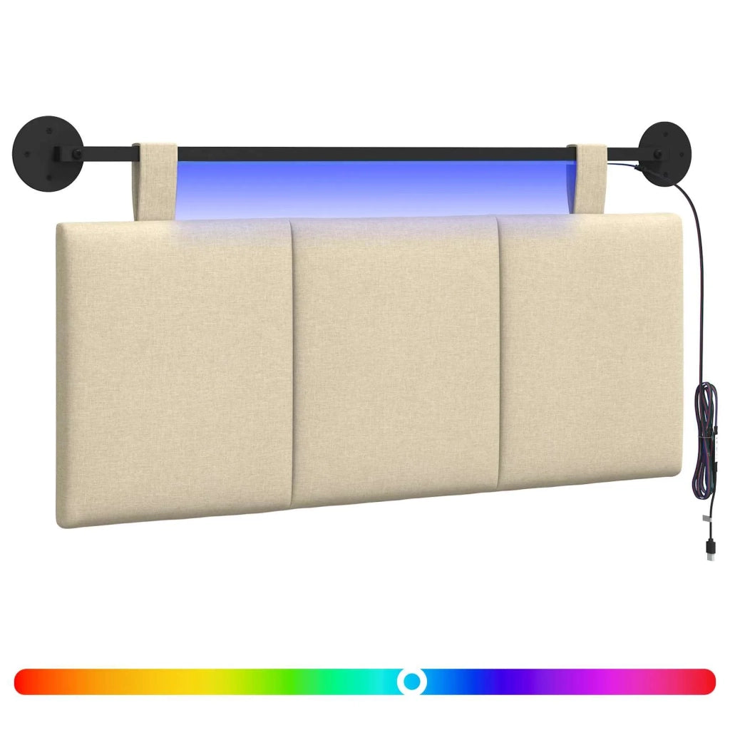 Testiera sospesa Con luce LED Crema Tessuto 3424770