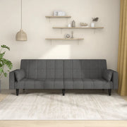 Divano Letto a 2 Posti con 2 Cuscini-Sofa Letto 2 Posti-Daybed Grigio Scuro in Tessuto 214174