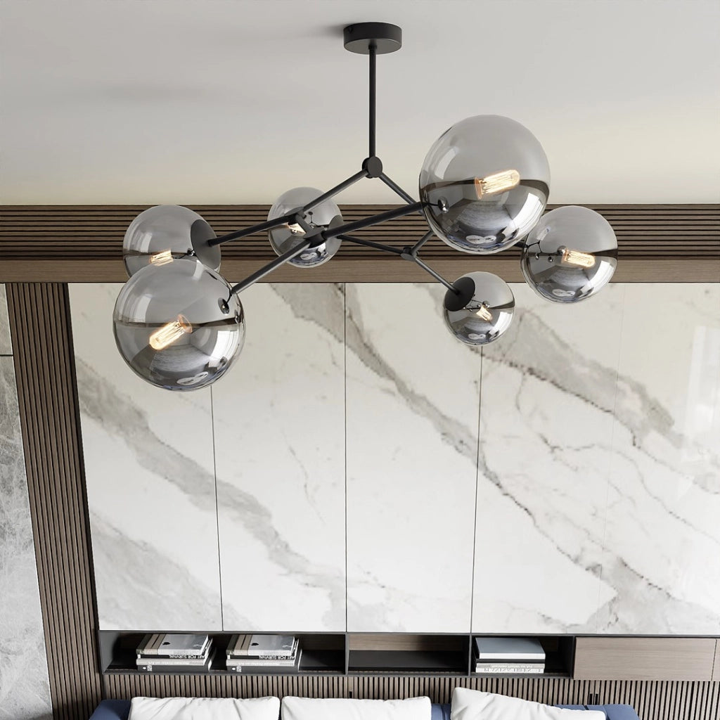 Lampadario Emibig SPACE 6xE14 vetro nero/cromo 108cm