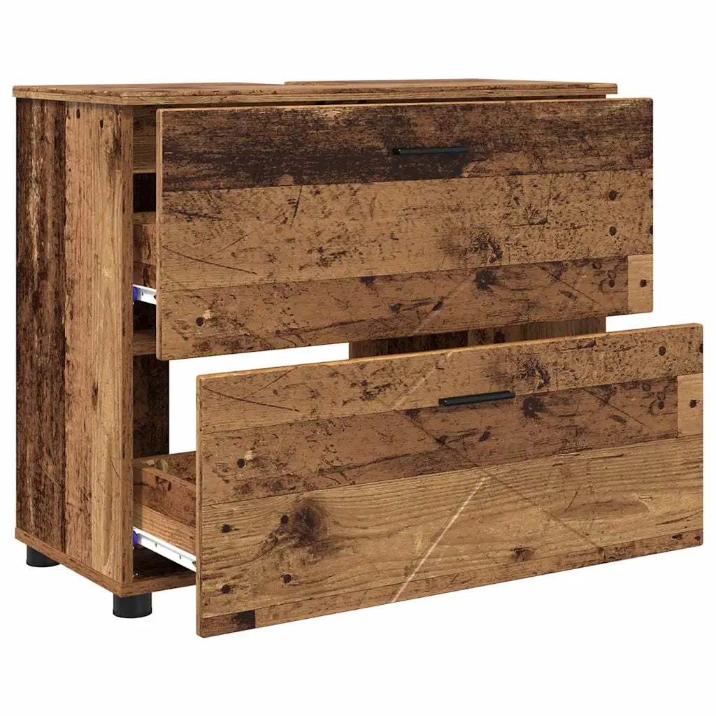 Set di mobili per il bagno con cassetto 3 pcs Legno vecchio 3393031