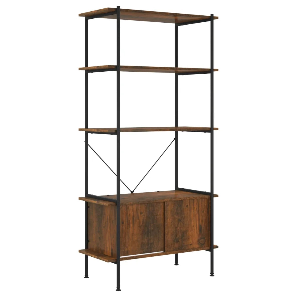 Scaffalatura 5 Livelli con Mobile 80x40x163 cm Acciaio e Legno 336356