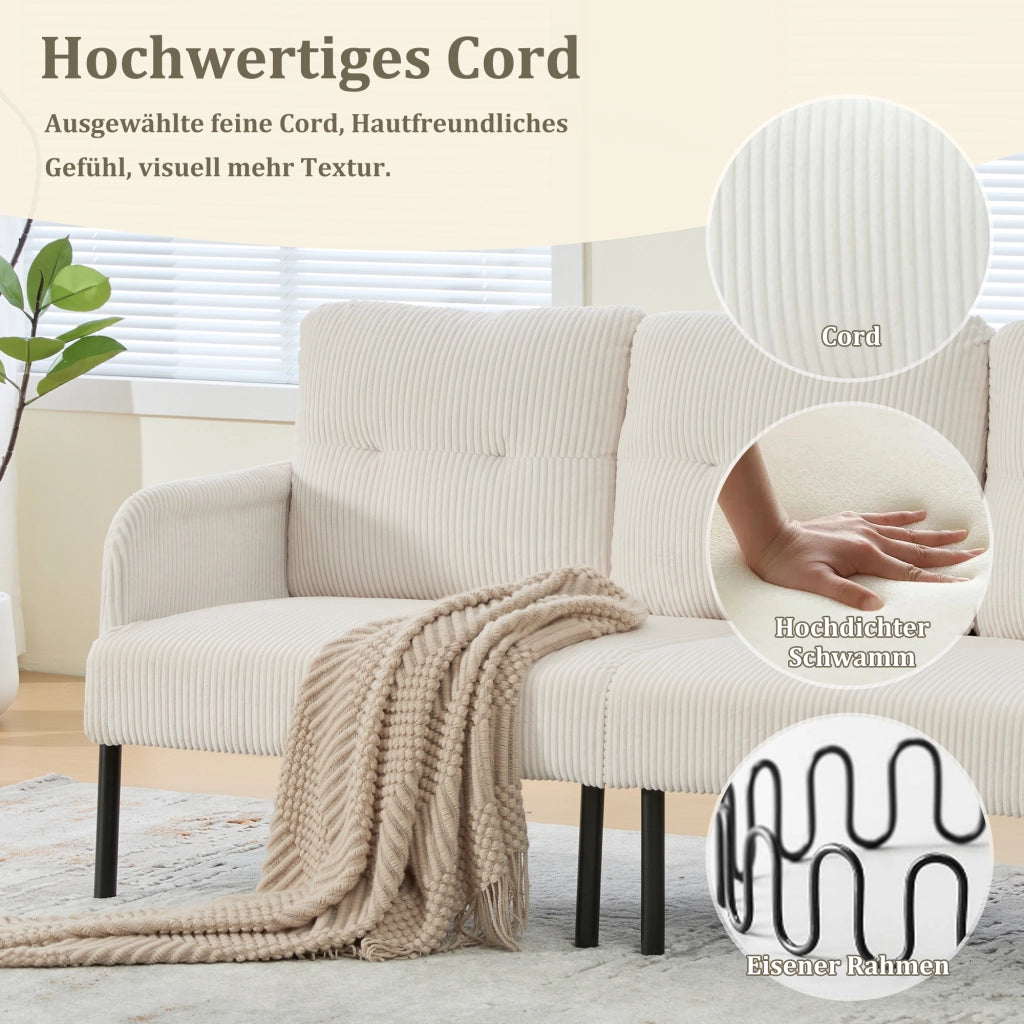 DIVANO 3 POSTI 171x72x80 cm in corduroy Beige
