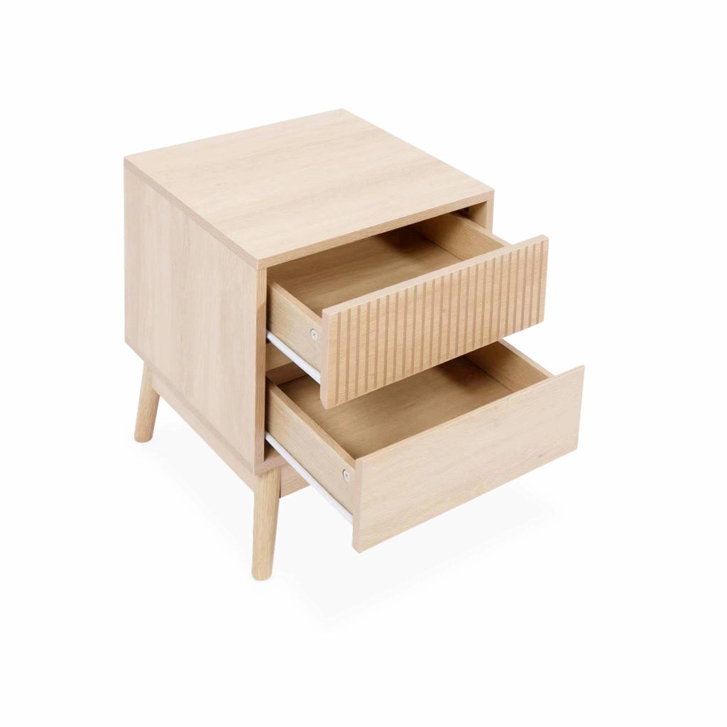 Set 2 comodini con 2 cassetti, marrone naturale