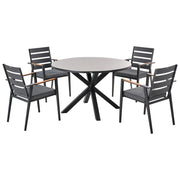 Set da pranzo da giardino a 4 posti con tavolo in alluminio e piano grigio con sedie con cuscini giardino terrazzo elegante