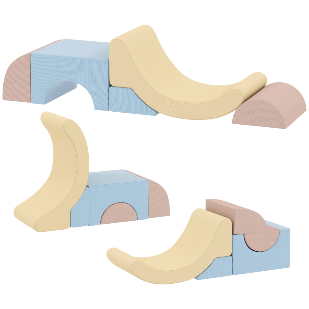 Set 5 Costruzioni Morbide per Bambini 1.5-8 Anni, in Tessuto Effetto Velluto e Spugna, Multicolore