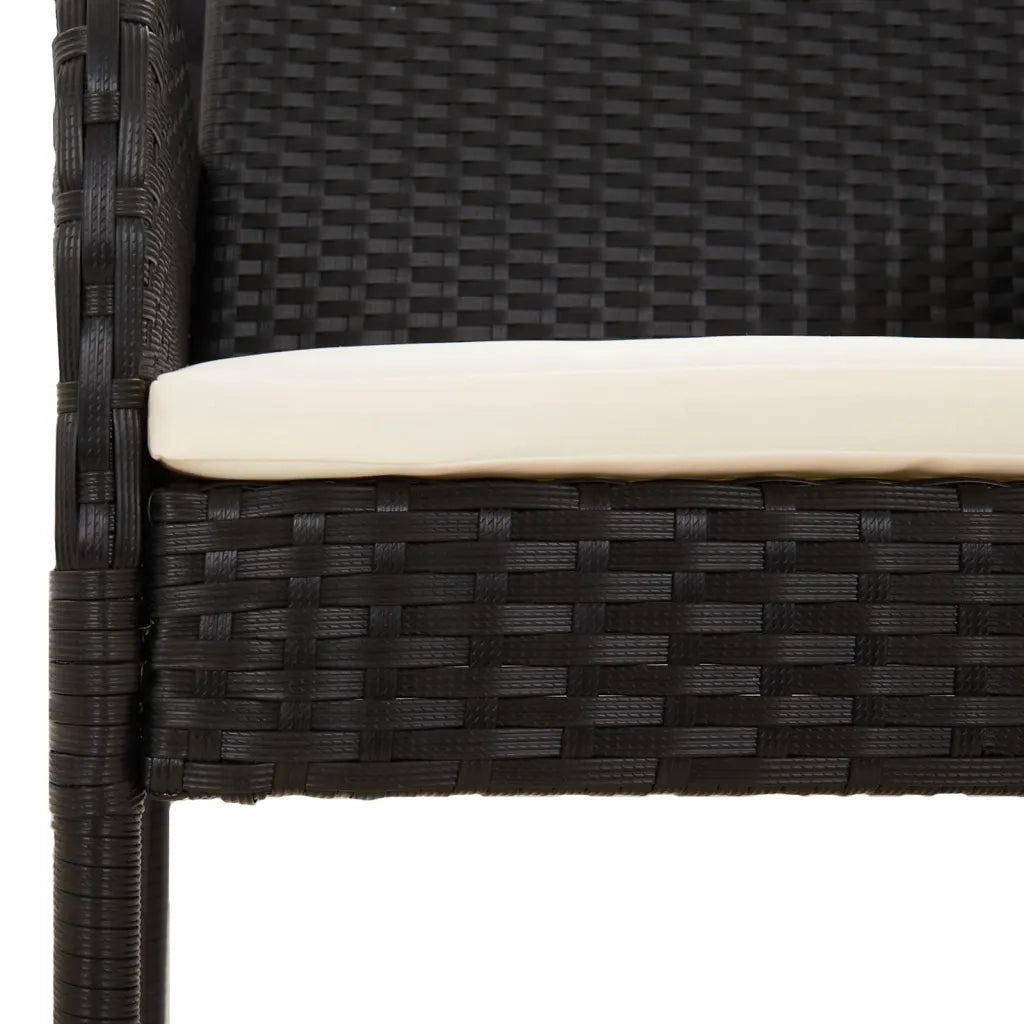 Set da Pranzo da Giardino 5 pz Nero con Cuscini in Polyrattan 3185145