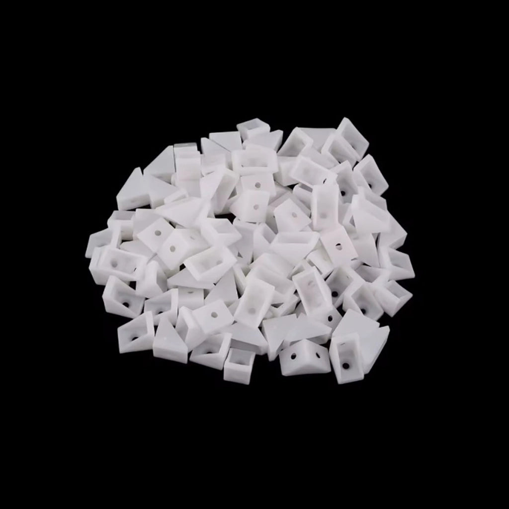Staffa ad L in Plastica – Doppio Foro, Bianco