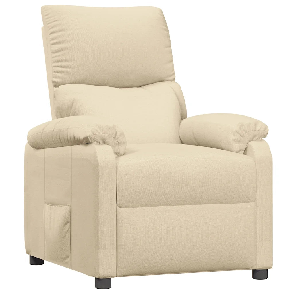 Poltrona | Sedia Relax Reclinabile in Tessuto Crema