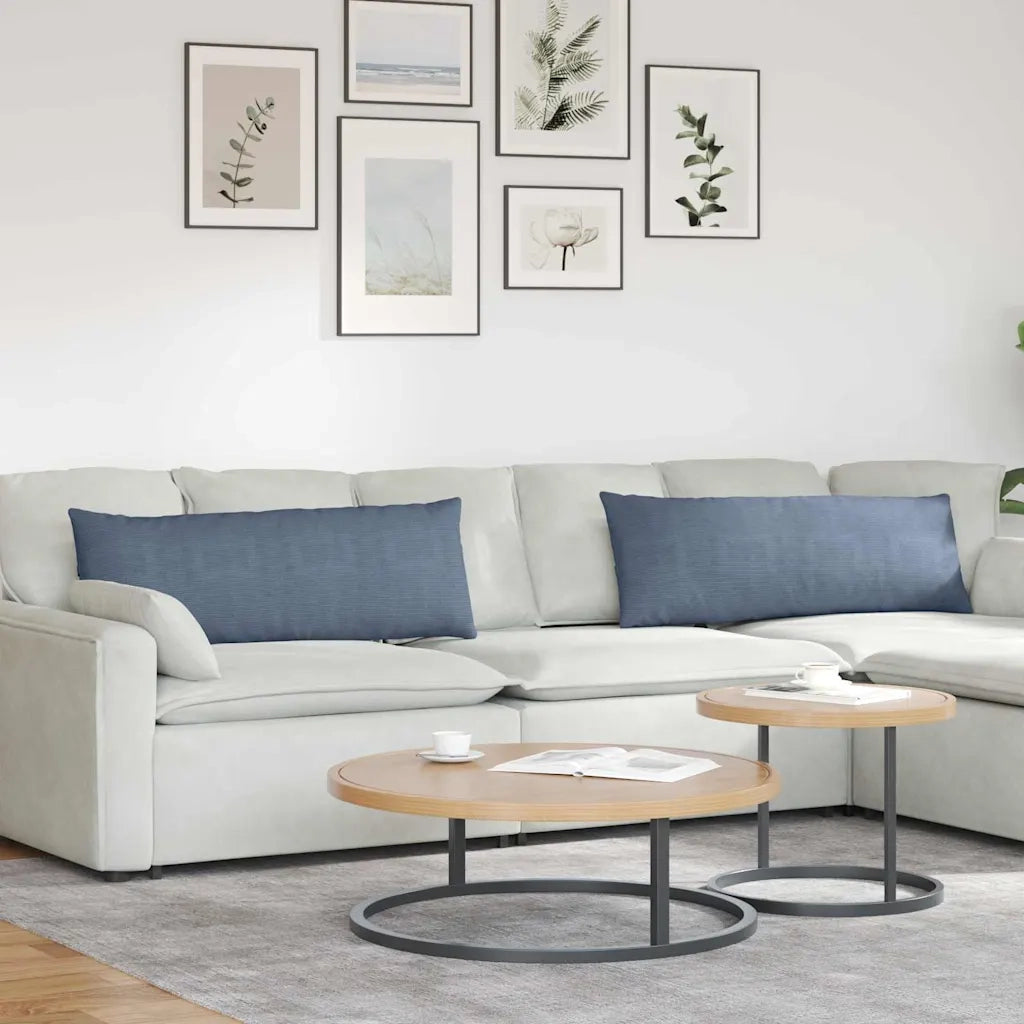 Cuscini da Divano 2 pz-Set di 2 Cuscini per Sofa Blu 120 x 40 cm Tessuto in Cords 572645