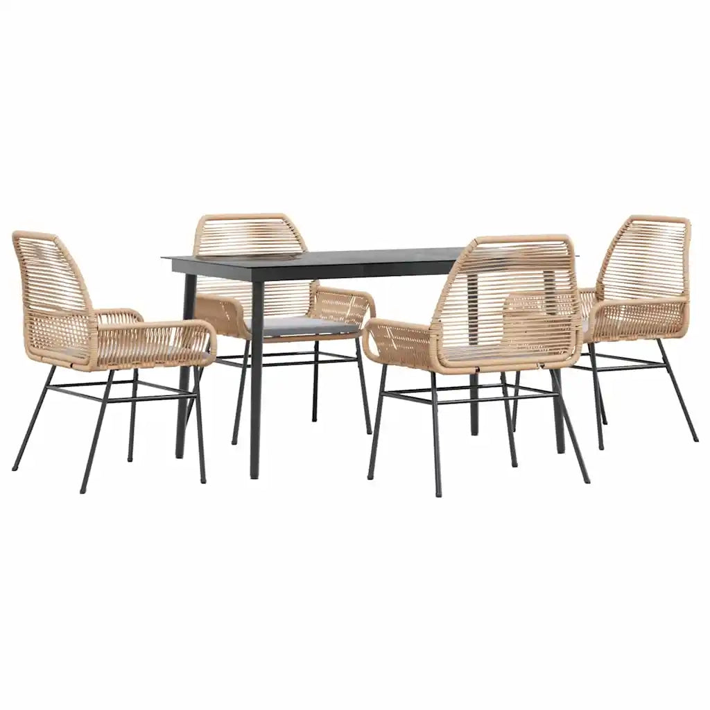 Set da Pranzo da Giardino 5pz con Cuscini Polyrattan Vetro 3334473