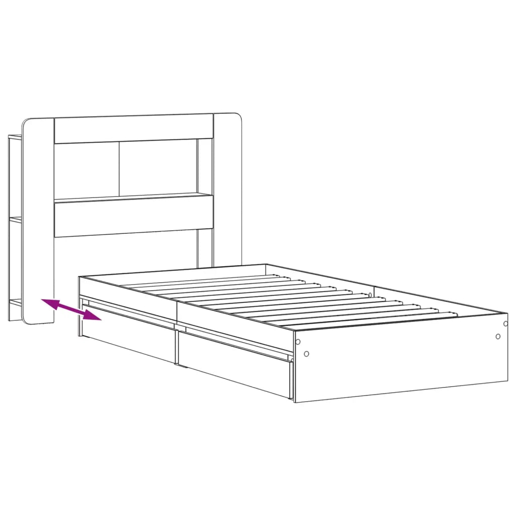 Telaio del letto con storage Grigio Cemento 100 x 200 cm