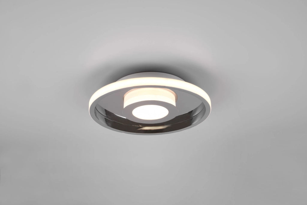 ASCARI H2O PLAFONIERA LED 28W 3200lm, 3000K CROMO CON DIMMERAZIONE CON INTERRUTTORE IP44 D.30CM