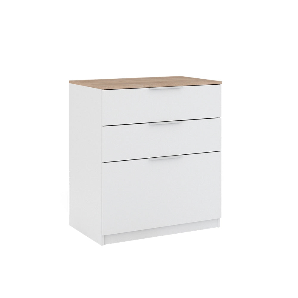 Vicco Cassettiera per camera da letto Bianco/Sonoma 50 x 90 cm con 3 cassetti