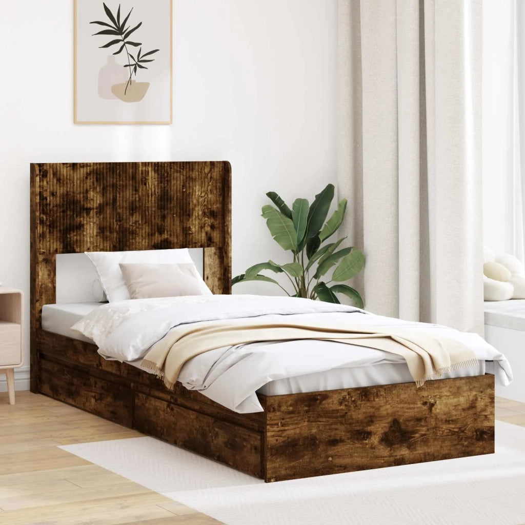 Letto da camera | Struttura del letto con stoccaggio e testata 3 pcs