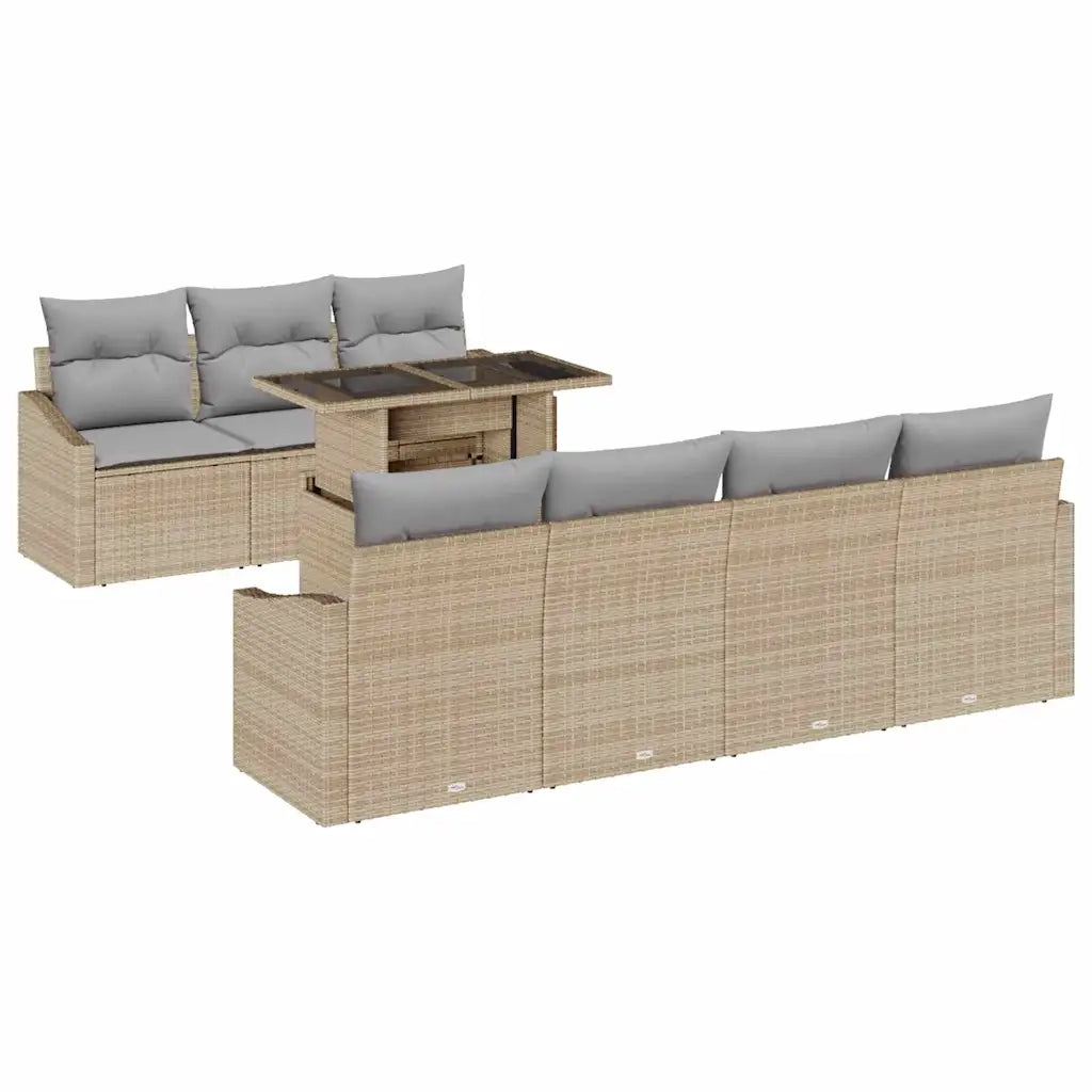 Set Divano da Giardino 8 pcs Beige e Grigio Chiaro polyrattan 3348946
