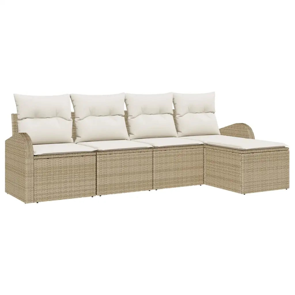 Set Divano da Giardino Beige polyrattan