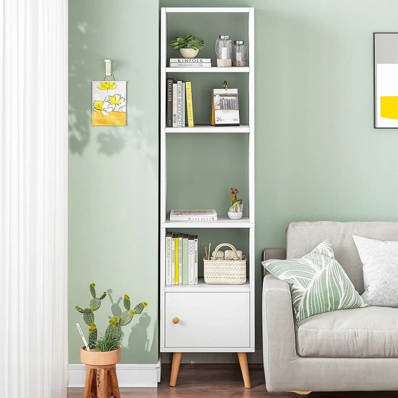 Armadio a Colonna Bianco Stile Loft Scandinavo con Ripiani Ideale per Libri