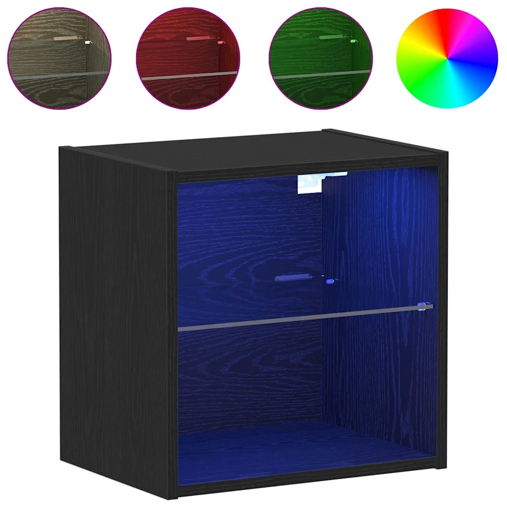 Mensola galleggiante con luce LED Nero 40 x 28,5 x 40 cm 863094