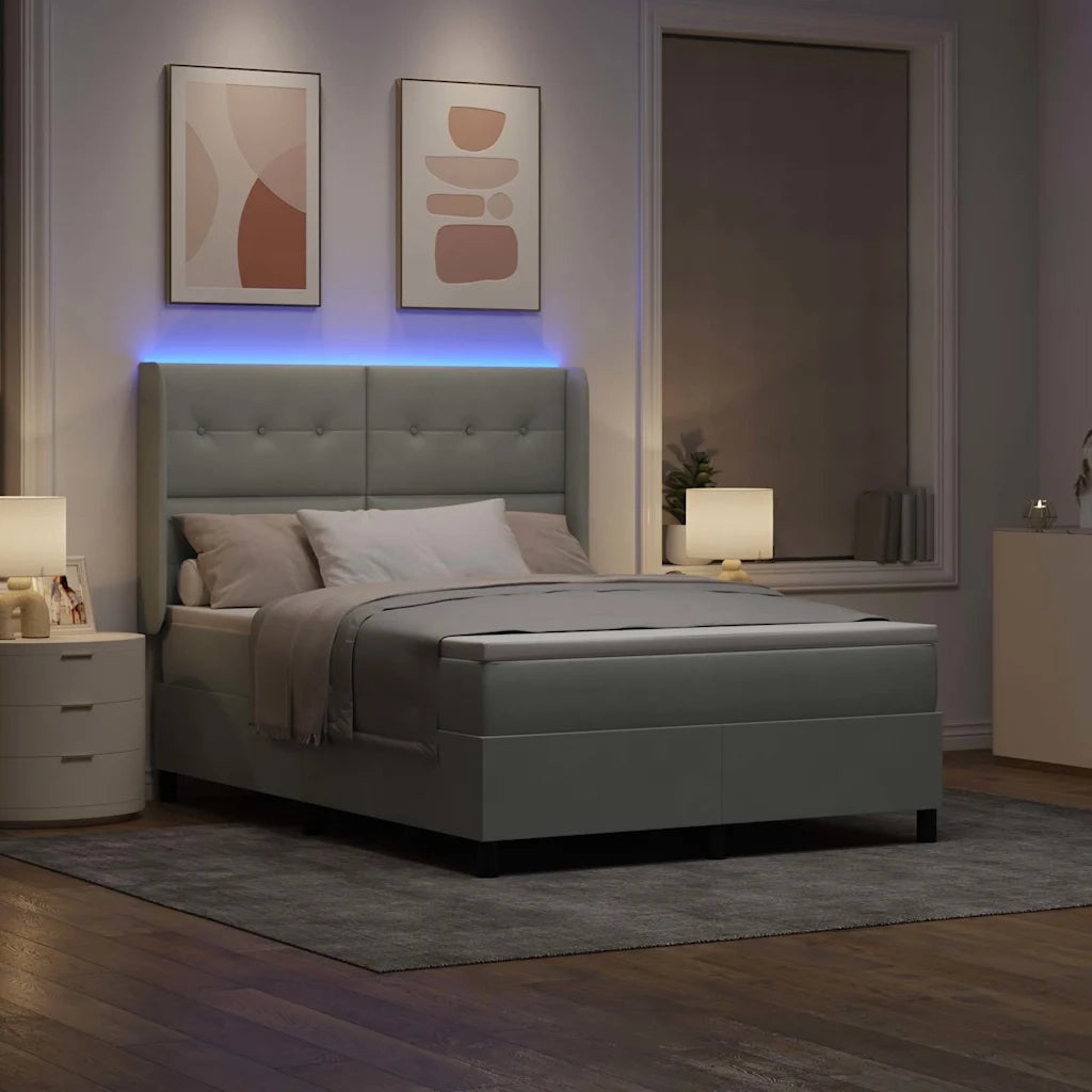 Letto a molle con testiera Grigio chiaro 140 x 190 cm Velluto