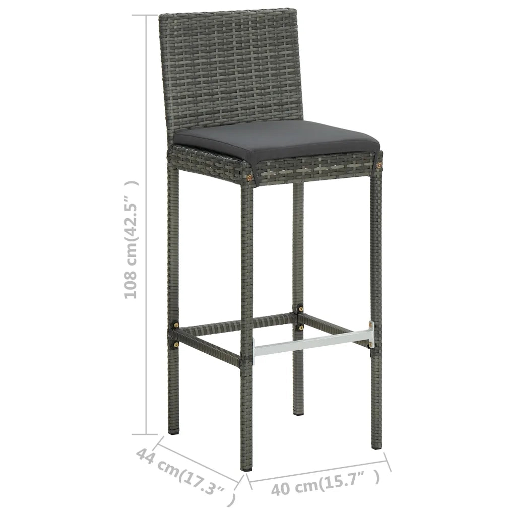 Set Bar da Giardino 3 pz con Cuscini Grigio 3064882