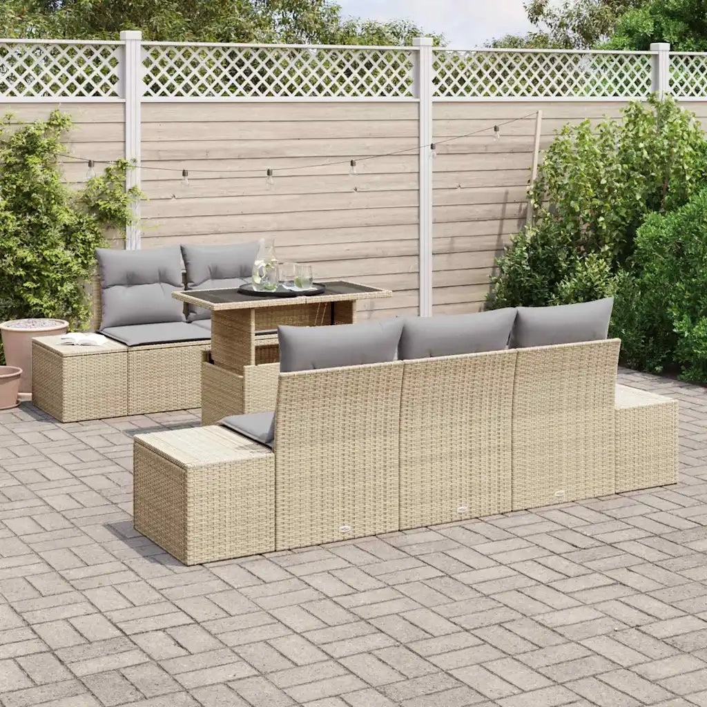 Set Divano da Giardino con cuscino 6 pcs Beige e Grigio Chiaro 3357833